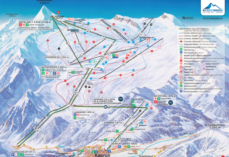 Pistekaart van Kitzsteinhorn Maiskogel